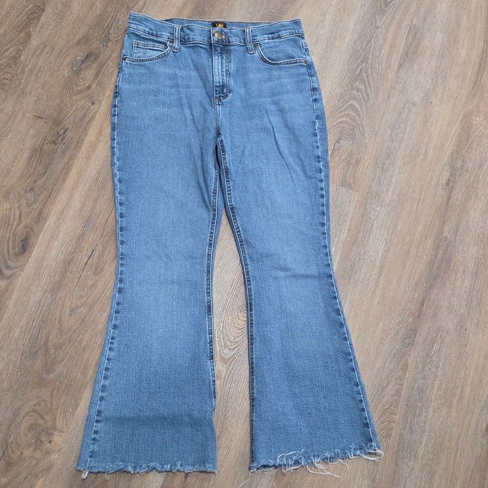 Lee Smarter Fit Straight Leg Jeans Medium Wash Blue Denim Womens 12L 112339754